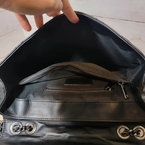 Elegant Black Quilted Satchel